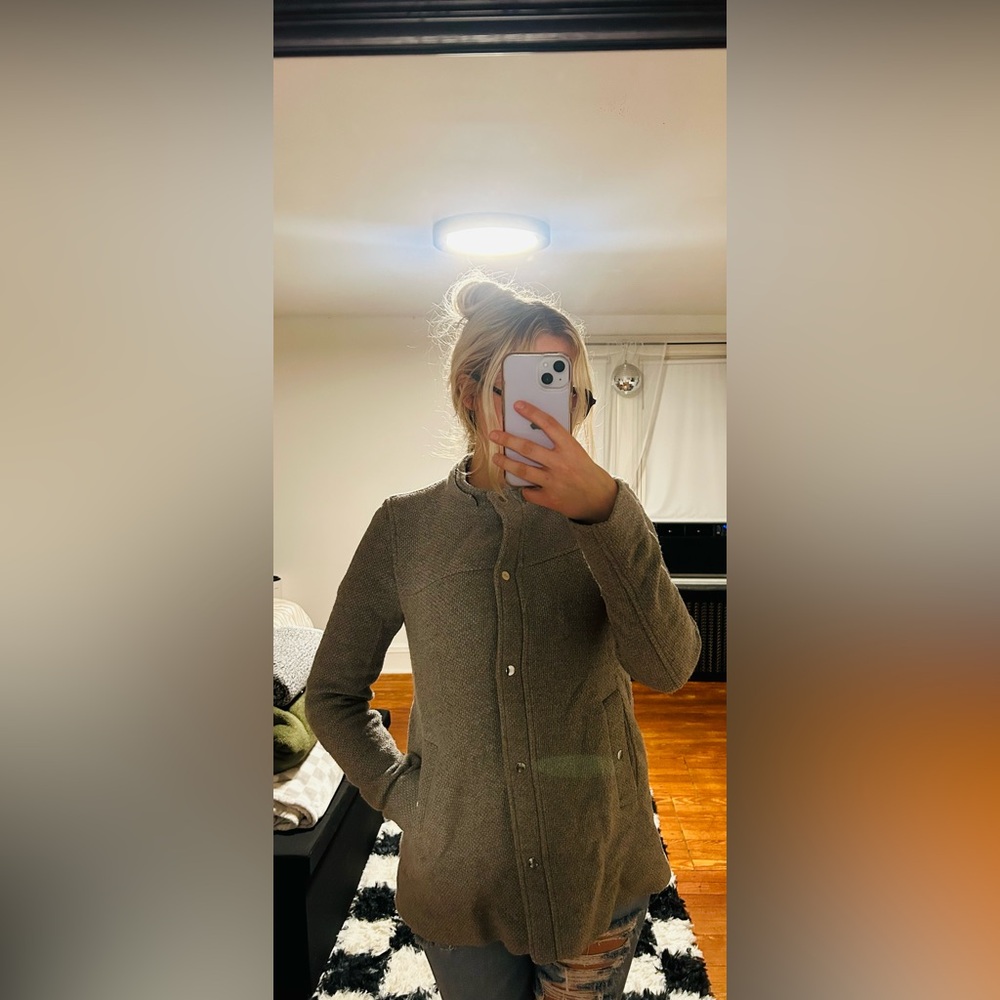 Gray Zara basic button up jacket